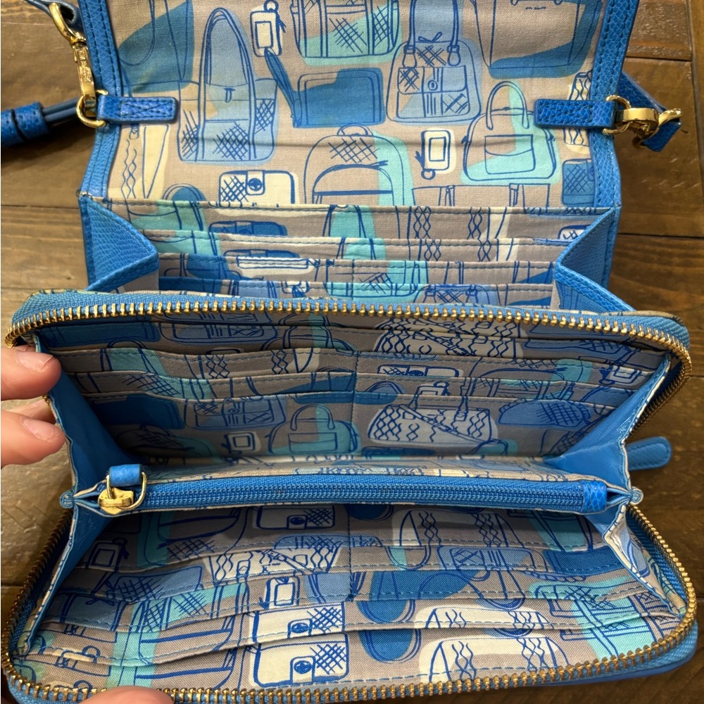Vera Bradley Vibrant Blue Leather Crossbody Bag - Picture 7 of 11